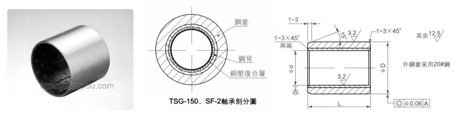 SF-2 Steel backed bronze plastics bearings